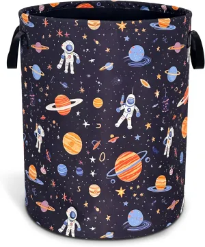 Astronaut Laundry Basket Oxford Cloth Universe Planet Laundry Hamper With Handle Foldable Portable Clothes Storage Basket 18.9 X 16.5 Inch Storage Bag For Laundry Room/Bathroom/Bedroom/Dormitories