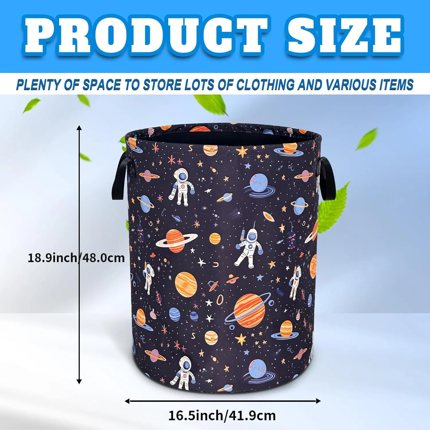 Astronaut Laundry Basket Oxford Cloth Universe Planet Laundry Hamper With Handle Foldable Portable Clothes Storage Basket 18.9 X 16.5 Inch Storage Bag For Laundry Room/Bathroom/Bedroom/Dormitories