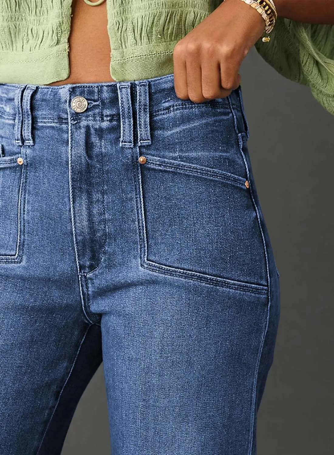 Astylish Womens Wide Leg Jeans High Waisted Stretchy Buttoned Denim Pants Trendy 2025 with Pocket