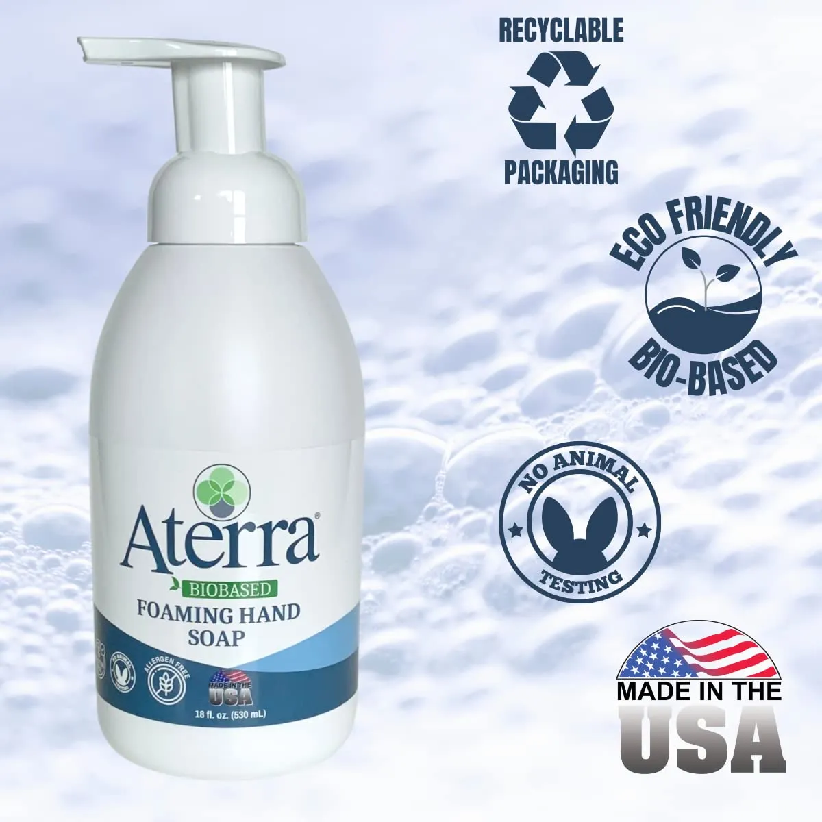 Aterra® Eco-Friendly Foaming Hand Soap, 18 oz Bottle 2-Pack