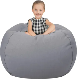 Aubliss Stuffed Animal Storage Bean Bag Chair Cover (No Beans)，Stuff and Sit Storage Bean Bag for Kids Toy Storage，X-Large 48"-Canvas Solid Grey