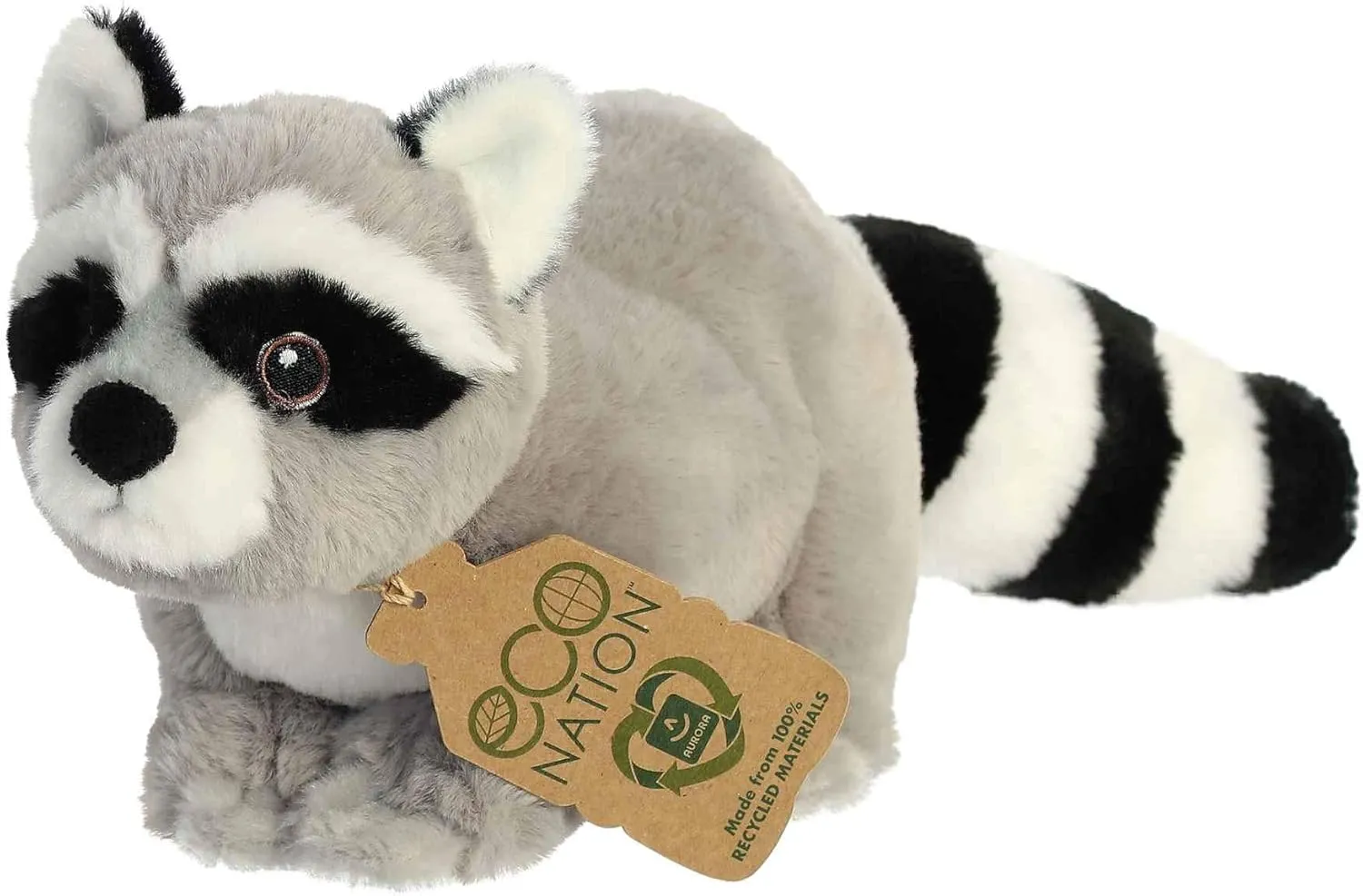 Aurora® Eco-Friendly Eco Nation™ Raccoon Stuffed Animal - Environmental Consciousness - Recycled Materials - Gray 9.5 Inches