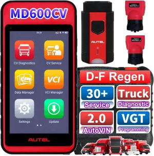 Autel Heavy Duty Truck Scanner MD600CV, Full System Diesel Diagnostic Scan Tool with D-P-F Regen/VGT Programming, for Cummins, Detroit, Caterpillar, Volvo, Paccar, Dodge, Hino, AutoScan Code Reader
