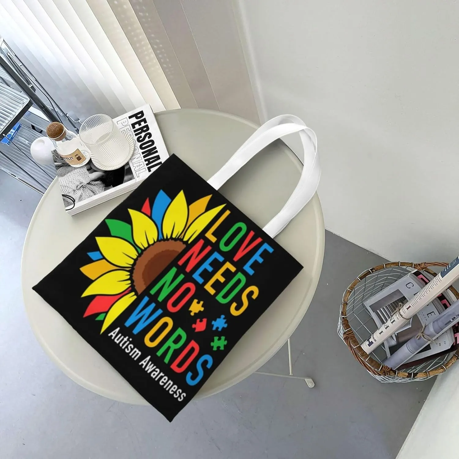Autism Awareness Tote Bag Reusable Shoulder Tote Bag For Women Lady Vacation, Shopping, Work