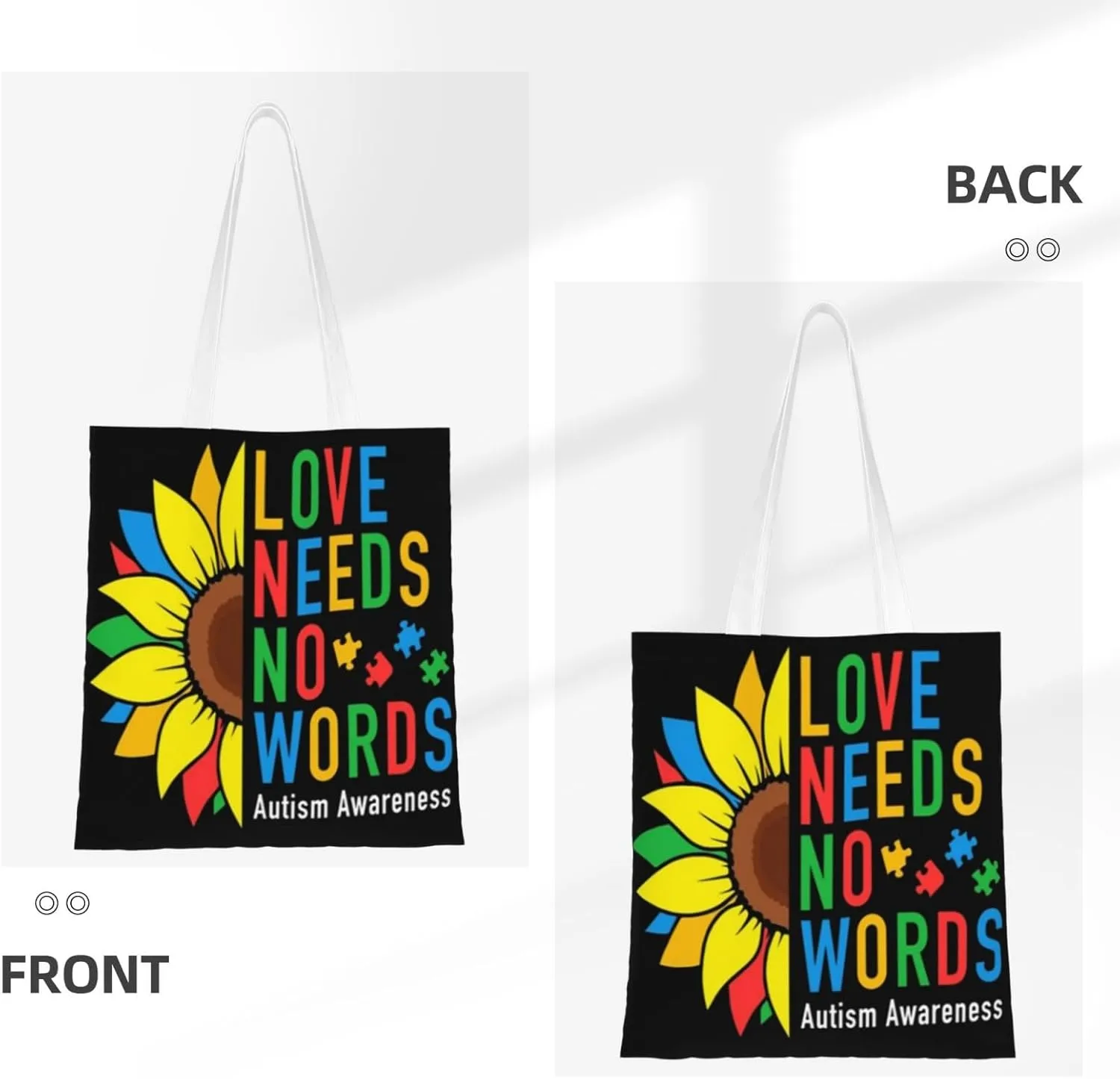 Autism Awareness Tote Bag Reusable Shoulder Tote Bag For Women Lady Vacation, Shopping, Work