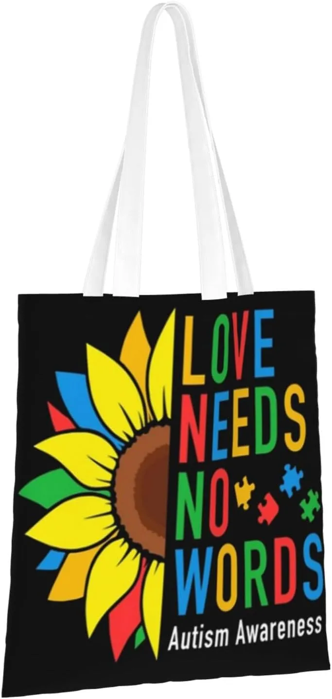 Autism Awareness Tote Bag Reusable Shoulder Tote Bag For Women Lady Vacation, Shopping, Work