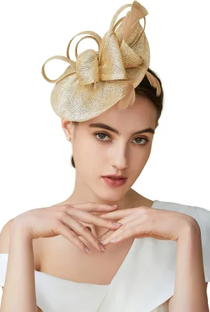 BABEYOND Women's Pillbox Fascinator Hat Kentucky Derby Hat Feather Fascinator Headband Tea Party Fascinator Hat for Cocktail