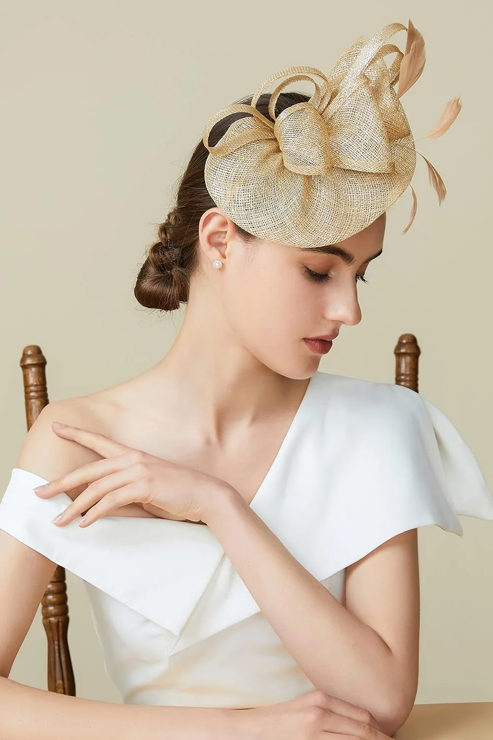 BABEYOND Women's Pillbox Fascinator Hat Kentucky Derby Hat Feather Fascinator Headband Tea Party Fascinator Hat for Cocktail