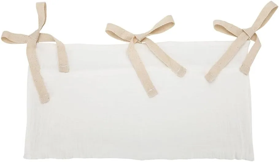 Baby Diaper Caddy Organizer, Diaper Stacker, Baby Crib Hanging Pocket with Straps Classified Storage Bag Organizer for Nursery Diapers Wipes Baby Essentials (White)