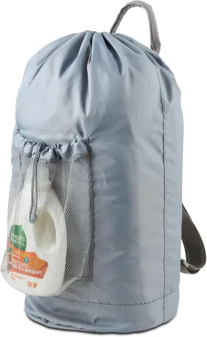 Backpack Laundry Bag, Large Laundry Backpack with Detergent Holder and Adjustable Shoulder Straps for College Travel Dorm Room (Gray)