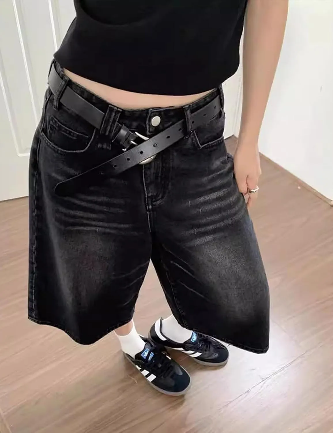 Baggy Jorts Y2k Men Hip Hop Jeans Shorts Gothic Denim Shorts Long Jorts Grunge Skater Shorts Streetwear