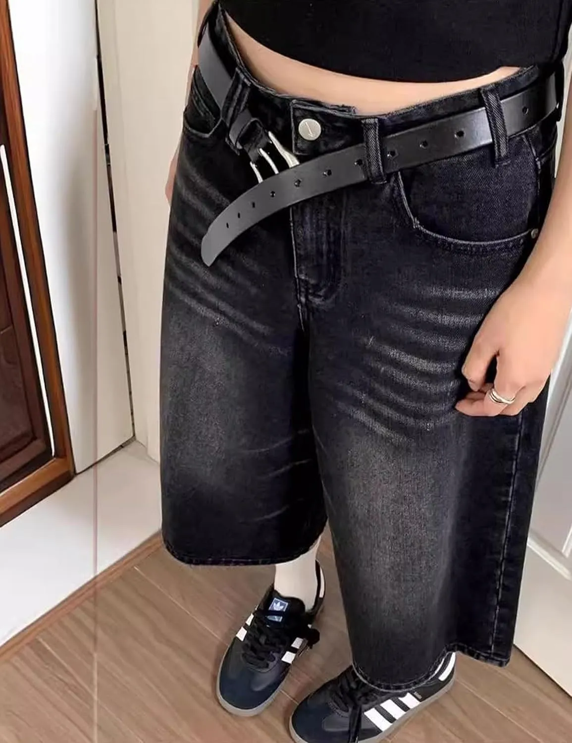 Baggy Jorts Y2k Men Hip Hop Jeans Shorts Gothic Denim Shorts Long Jorts Grunge Skater Shorts Streetwear
