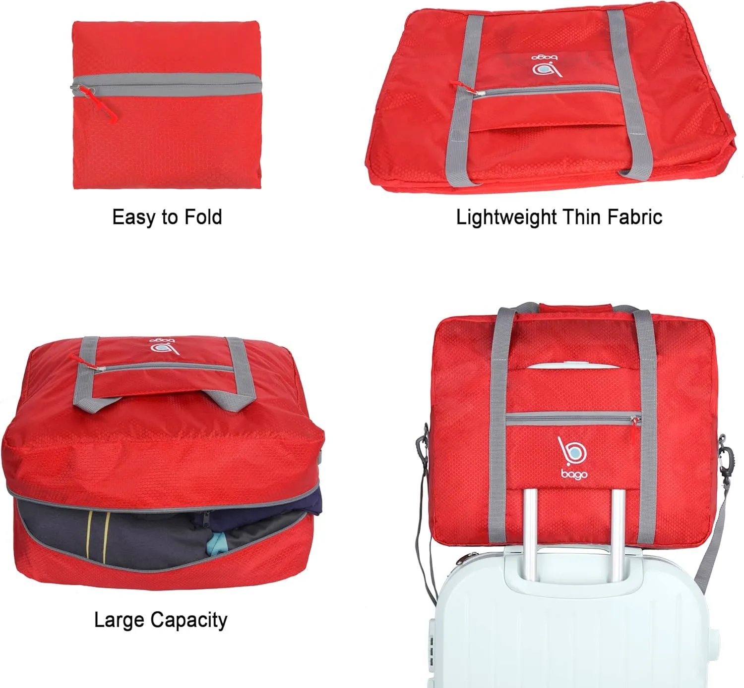 Bago Personal Item Travel Bag For Airlines - Fits As 18x14x8 inches Travel Bag Spirit & Frontier Airlines - Foldable Duffle Bag For Travel - Personal Item Bag Small Carry On Bag For Air Travel