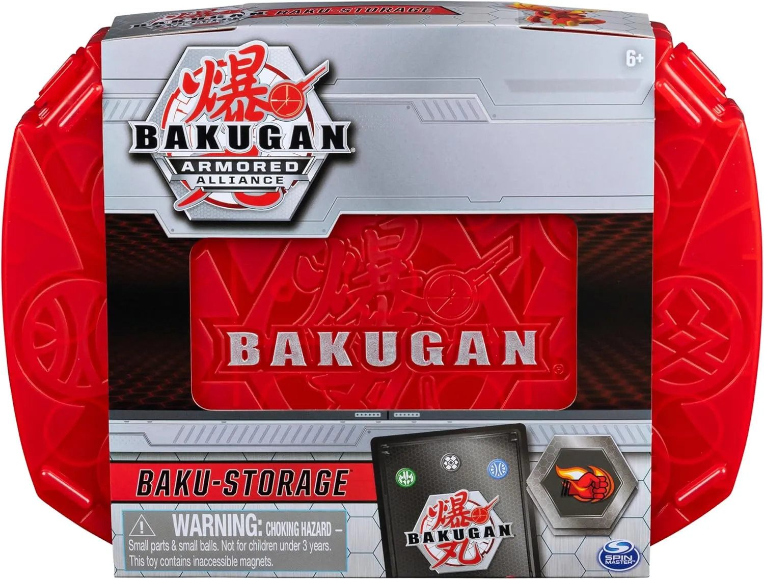 Bakugan, Baku-Storage Case with Dragonoid Collectible Action Figure and Trading Card, Red