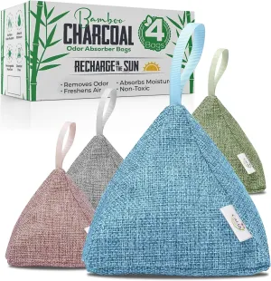 Bamboo Charcoal Air Purifier Bags - Odor Absorber & Eliminator for Home, Car, Pets, Activated Charcoal Natural Freshener, Eco-Friendly & Reusable (Designer Colors)