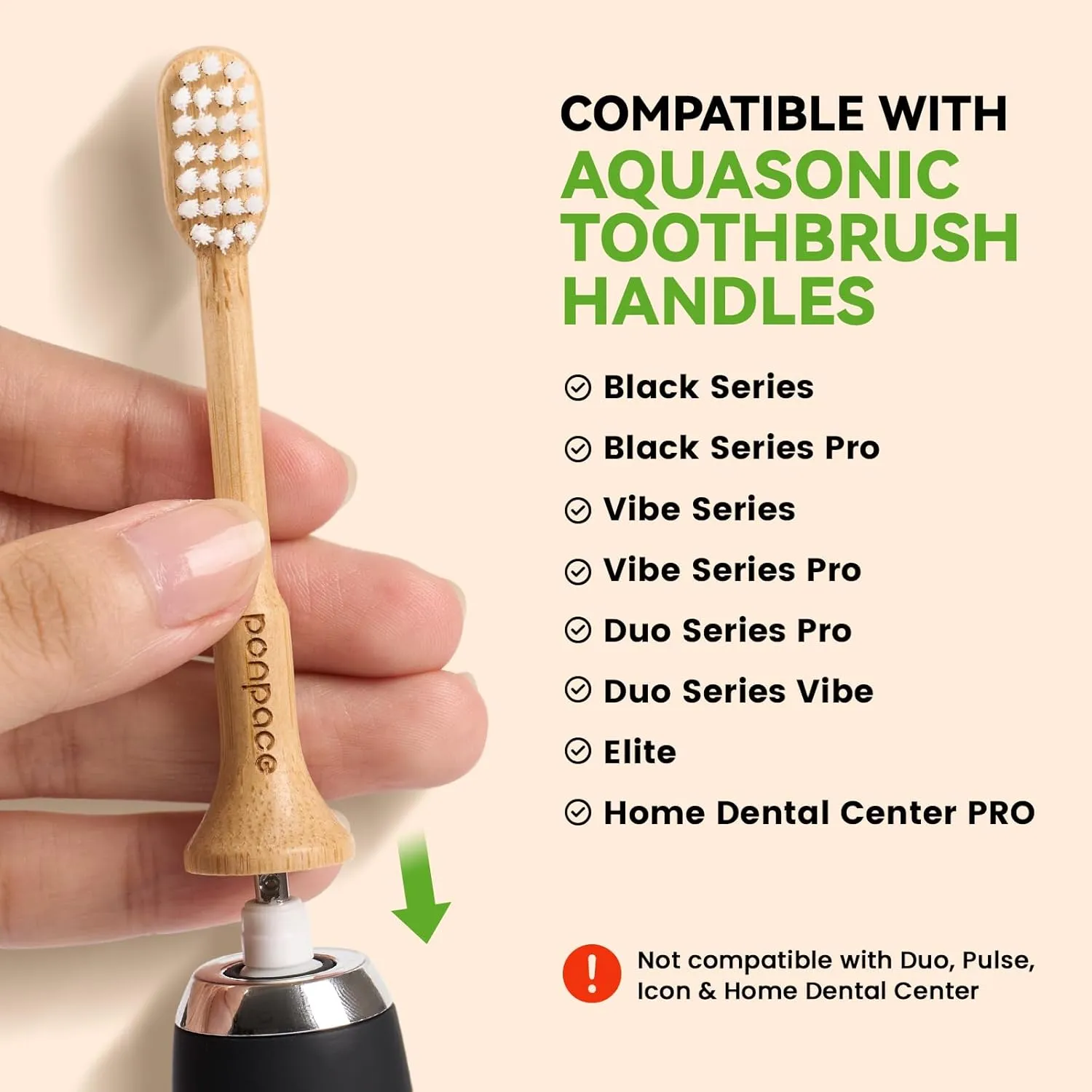 Bamboo Toothbrush Heads Compatible with AquaSonic, Extra Soft Castor-Oil Bristles for Sensitive Teeth, Eco-Friendly & Gentle Cleaning