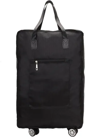 Barsine Foldable Duffel Bag with Wheels - Rolling Duffle Bag Luggage Carry On - Lightweight Suitcase, Black, 22in