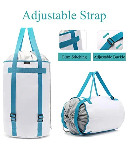 BASICPOWER Large Laundry Basket Foldable Laundry Bag Backpack, Water-Proof Storage Hamper with Adjustable Strap and Drawstring Closure Lid