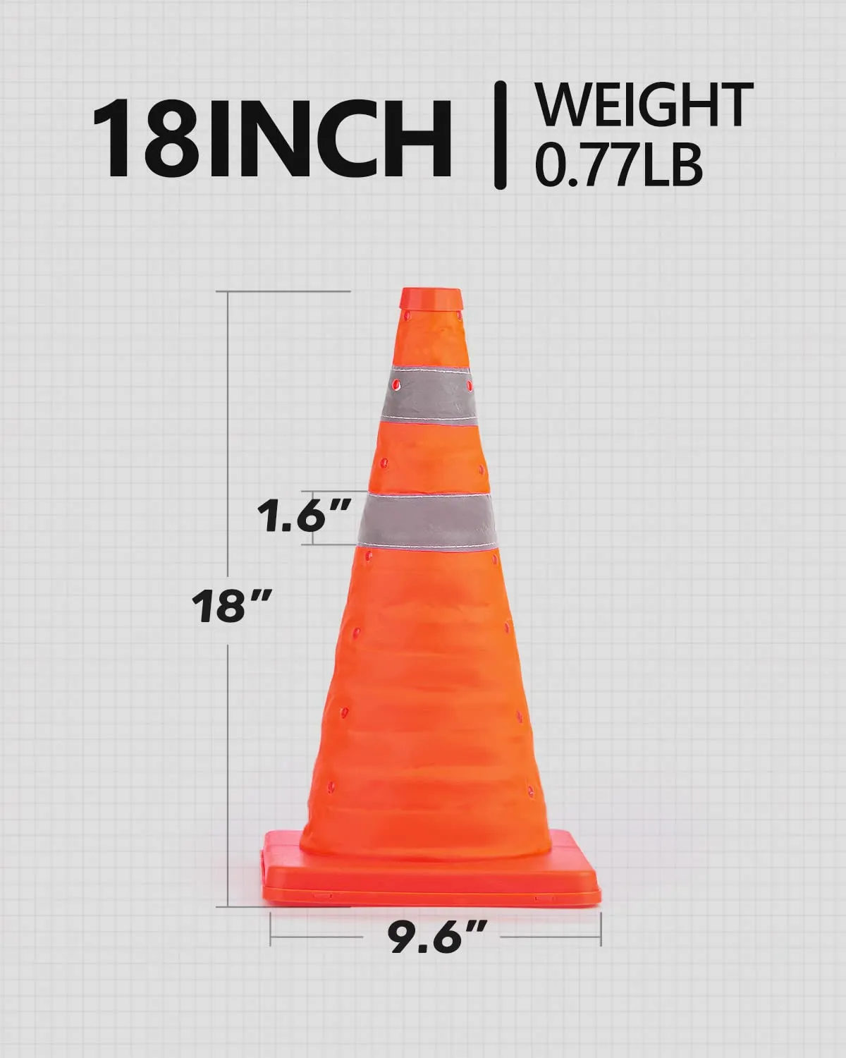 BATTIFE [4 Pack] 18 Inch Collapsible Traffic Safety Cones, Orange Cones, Multi Purpose Pop-up Cones with Reflective Collar, for Road Parking, Driving Practice