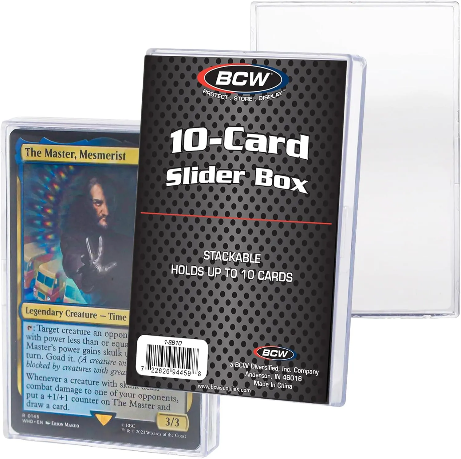 BCW 10 Card Slider Box - 6 Pack | Trading Card Storage Box | Sturdy, Stackable, Crystal-Clear Design for Magic The Gathering, Football, Basketball, Baseball | Card Case