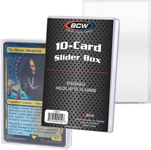 BCW 10 Card Slider Box - 6 Pack | Trading Card Storage Box | Sturdy, Stackable, Crystal-Clear Design for Magic The Gathering, Football, Basketball, Baseball | Card Case