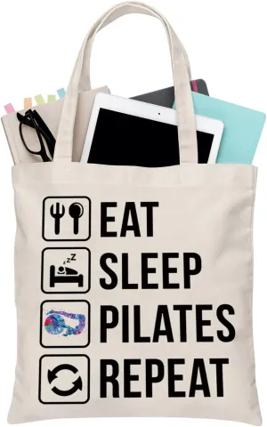 BDPWSS Pilates Tote Bag Pilates Lover Gift Eat Sleep Pilates Repeat Handbag For Pilates Instructor Gift Yoga Meditation Gift