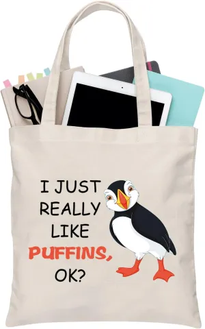 BDPWSS Puffins Gift Puffin Seabird Lover Gift Ornithology Birding Bird Watching Gift I Just Really Like Puffins Tote Bag