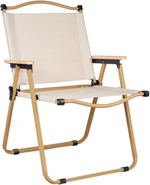 Beach Chair - Portable Reclining Lounger for Tanning - Camping Directors Chair - Heavy Duty Collapsible Chairs for Sports Garden Beach Fishing, 51x41x61cm, Beige