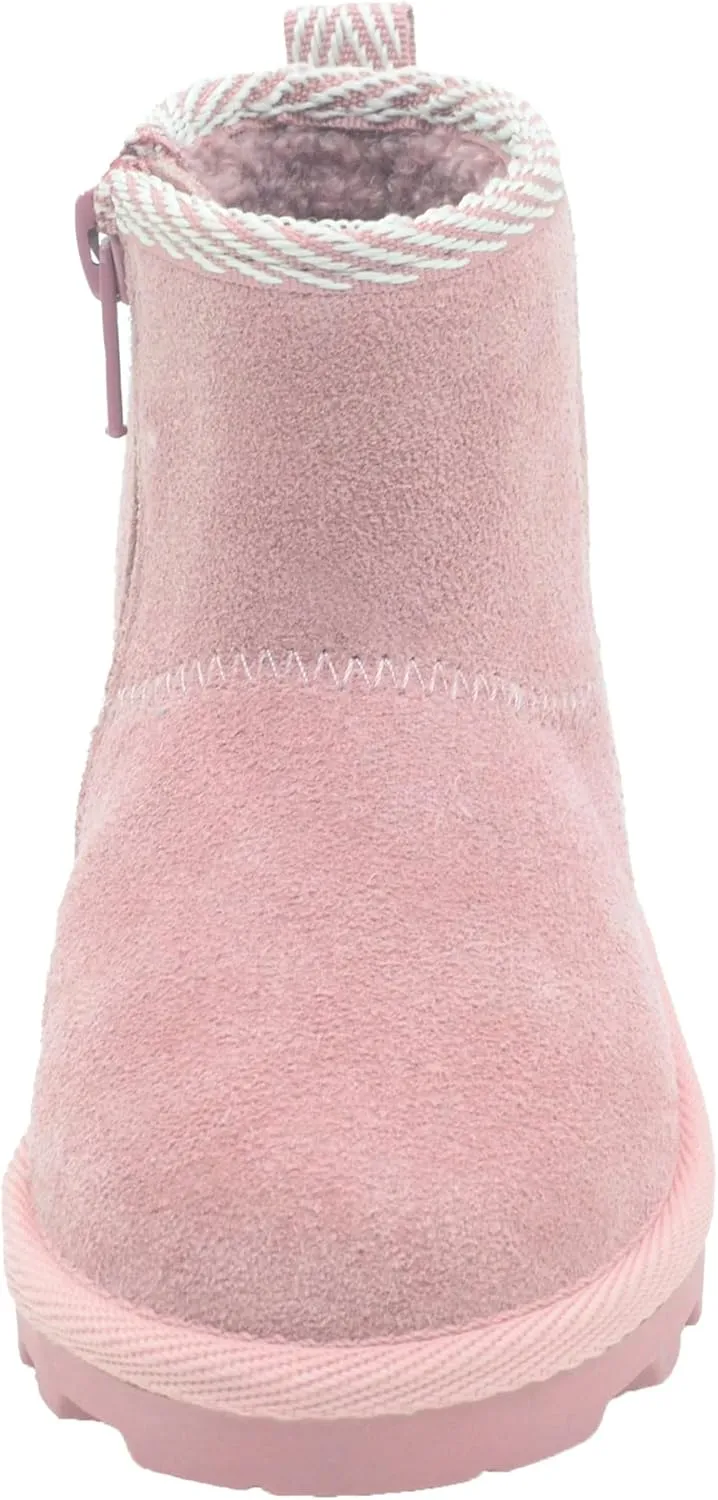 BEARPAW Toddler Winter Bootie with Faux-Fur Lining, Suede Shoes for Indoor and Outdoor, Babies' Soft Ankle Boots with Hard Bottom Soles