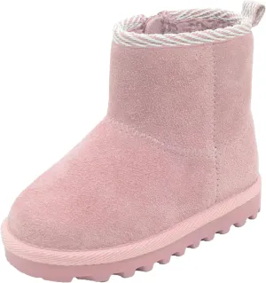 BEARPAW Toddler Winter Bootie with Faux-Fur Lining, Suede Shoes for Indoor and Outdoor, Babies' Soft Ankle Boots with Hard Bottom Soles