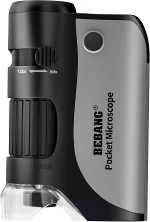 BEBANG Pocket Microscope for Kids, Handheld Mini Microscope for Kids Adults with 5 Microscope Slides