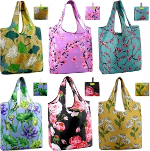 BeeGreen Floral Foldable Grocery Reusable Bags Large Shopping Tote for Groceries Cute Holiday Bags Cloth Bags With Handles Gift Bags Groceries Tote bag Bulk Polyester Bags Heavy Duty