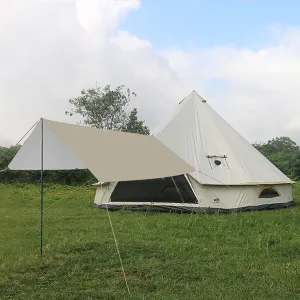 Bell Tent Set with Tent Tarp for 4 Season Camping, 300D Oxford Waterproof Yurt Tents with Porch and Top Stove Jack Living 4/6Person Family Tents