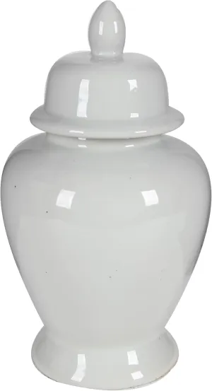 Benzara, White BM165656 Decorative Porcelain Ginger Jar with Lidded Top, Medium