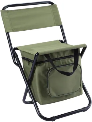 BESPORTBLE 1Pc Folding Fishing Chair with Insulated Cooler Bag Portable Outdoor Camping Chair with Storage and Backrest Durable Lightweight Easy to Carry for Fishing Hiking and Beach Use