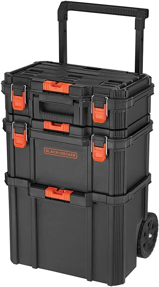 beyond by BLACK DECKER BLACK DECKER BDST60500APB Stackable Storage System - 3 Piece Set (Small, Deep Toolbox, and Rolling Tote)