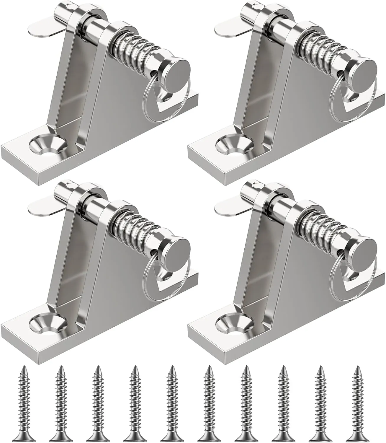 Bimini Top Deck Hinge Kit - 316 Stainless Steel Marine Hardware with Quick-Release Pins, 4 Hinges   10 Impact Screws - Corrosion-Proof Mounting for Boats, Kayaks, Canoes