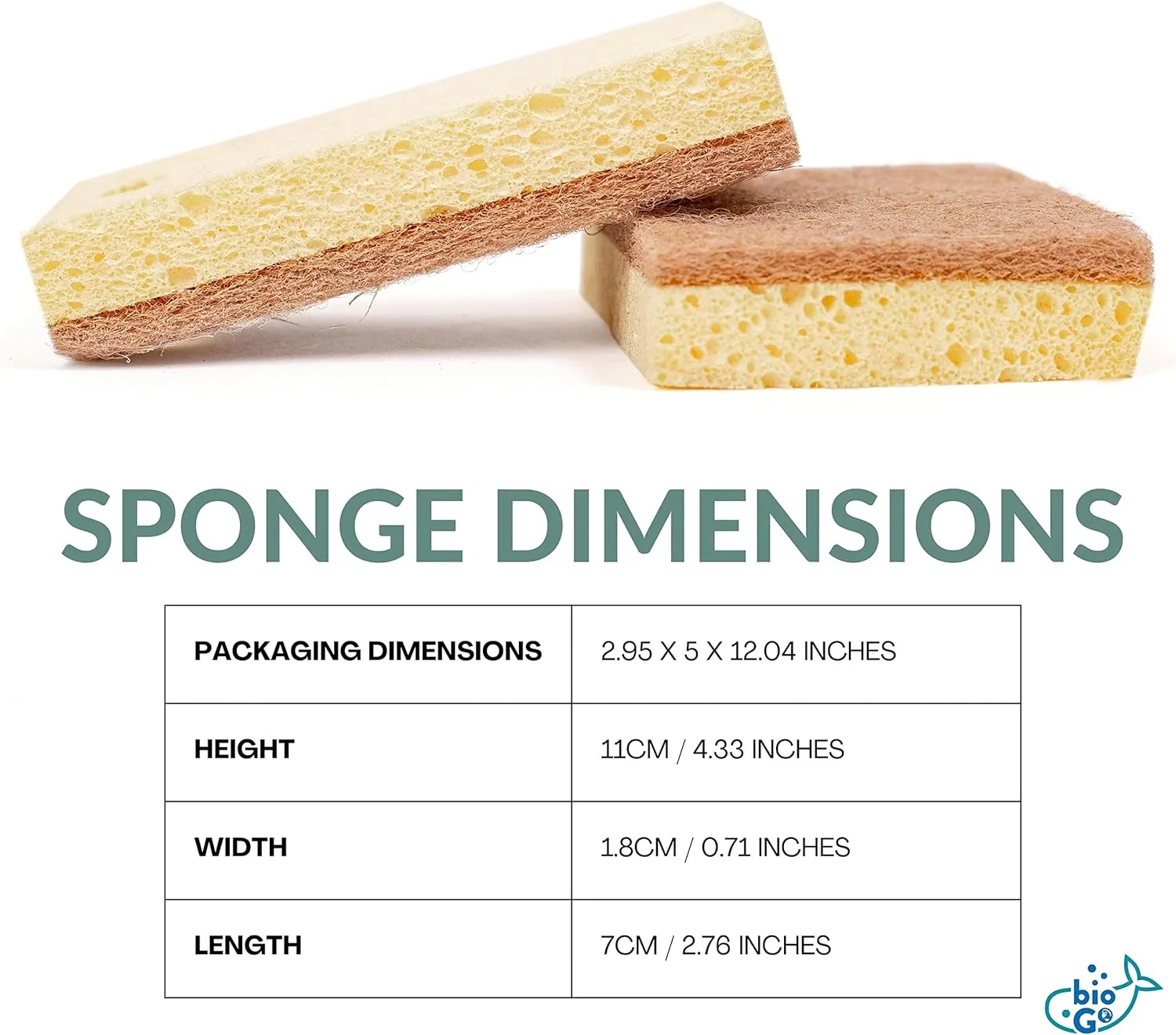 bioGo 12 Pack Biodegradable Kitchen Sponges - Eco-Friendly, Compostable, Natural Cellulose Dish - Compostable - Biodegradable - Cellulose Sponge