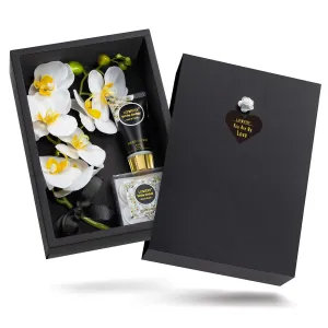 Birthday Gifts Home Spa Gift Baskets for Women - Bath and Body Gift Basket for Men – Birthday Gifts, Plant Essential Oil with Bouqet of White Orchid Soaps, Orchid Scented Hand Lotion & 4 Bath Bombs