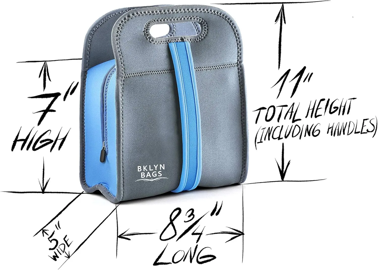 BKLYN Bento Eco-Friendly Neoprene Lunch Bag, Blue/Black, Unisex