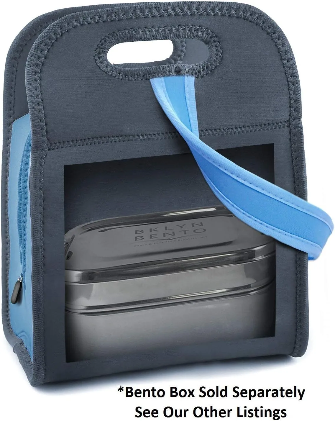 BKLYN Bento Eco-Friendly Neoprene Lunch Bag, Blue/Black, Unisex