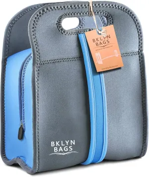 BKLYN Bento Eco-Friendly Neoprene Lunch Bag, Blue/Black, Unisex