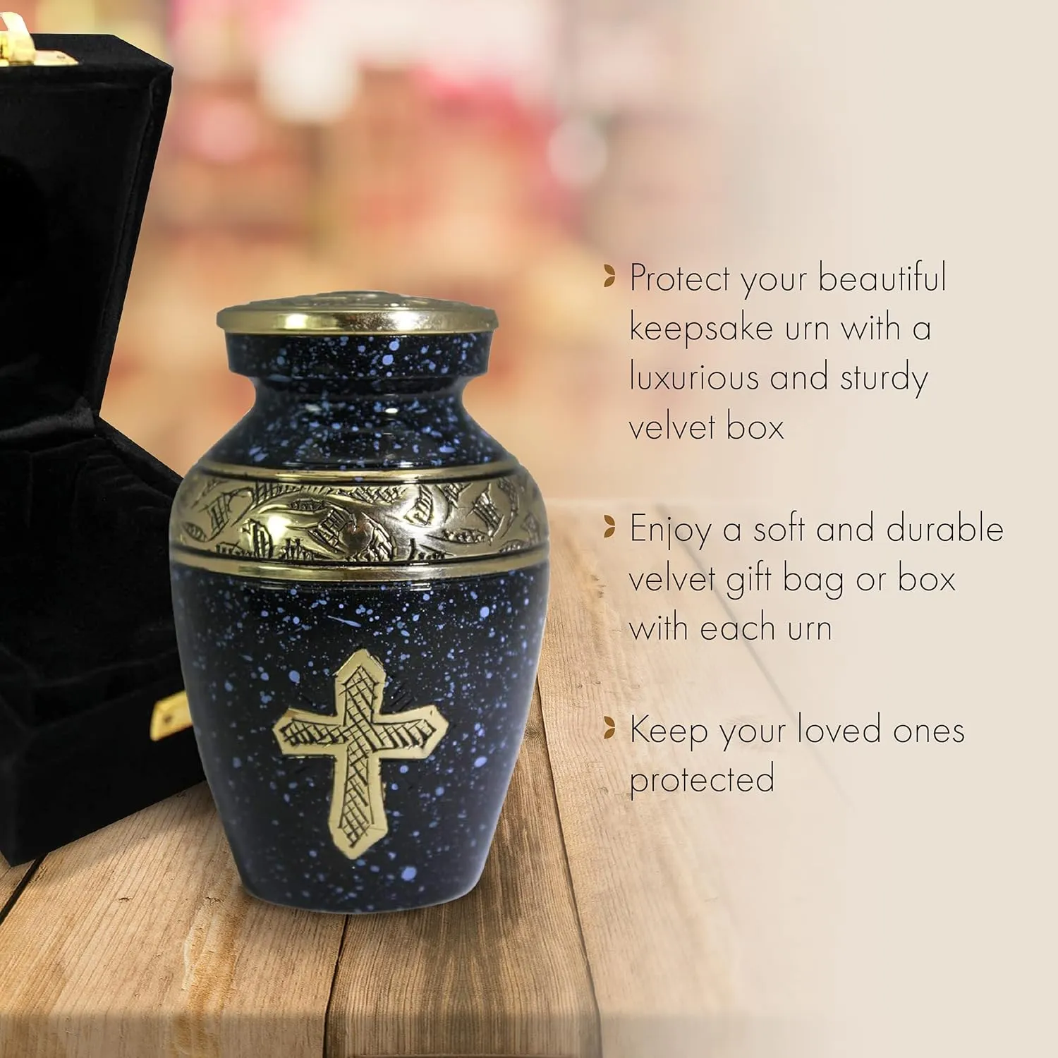 Black Cross Cremation Urn for Ashes Adult Male - Beautifully Handcrafted Decorative Urns & Personalized Cremation Urns for Human Ashes Adult Man