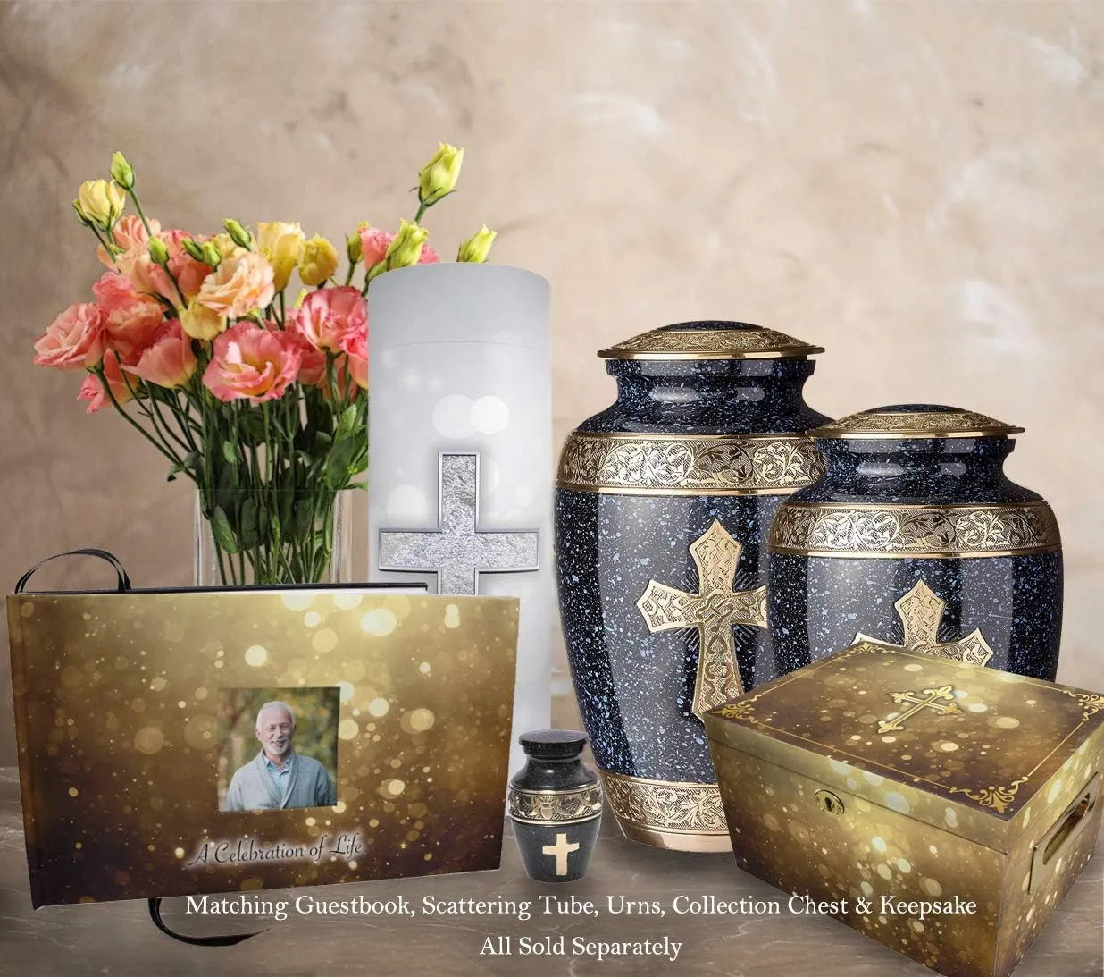Black Cross Cremation Urn for Ashes Adult Male - Beautifully Handcrafted Decorative Urns & Personalized Cremation Urns for Human Ashes Adult Man