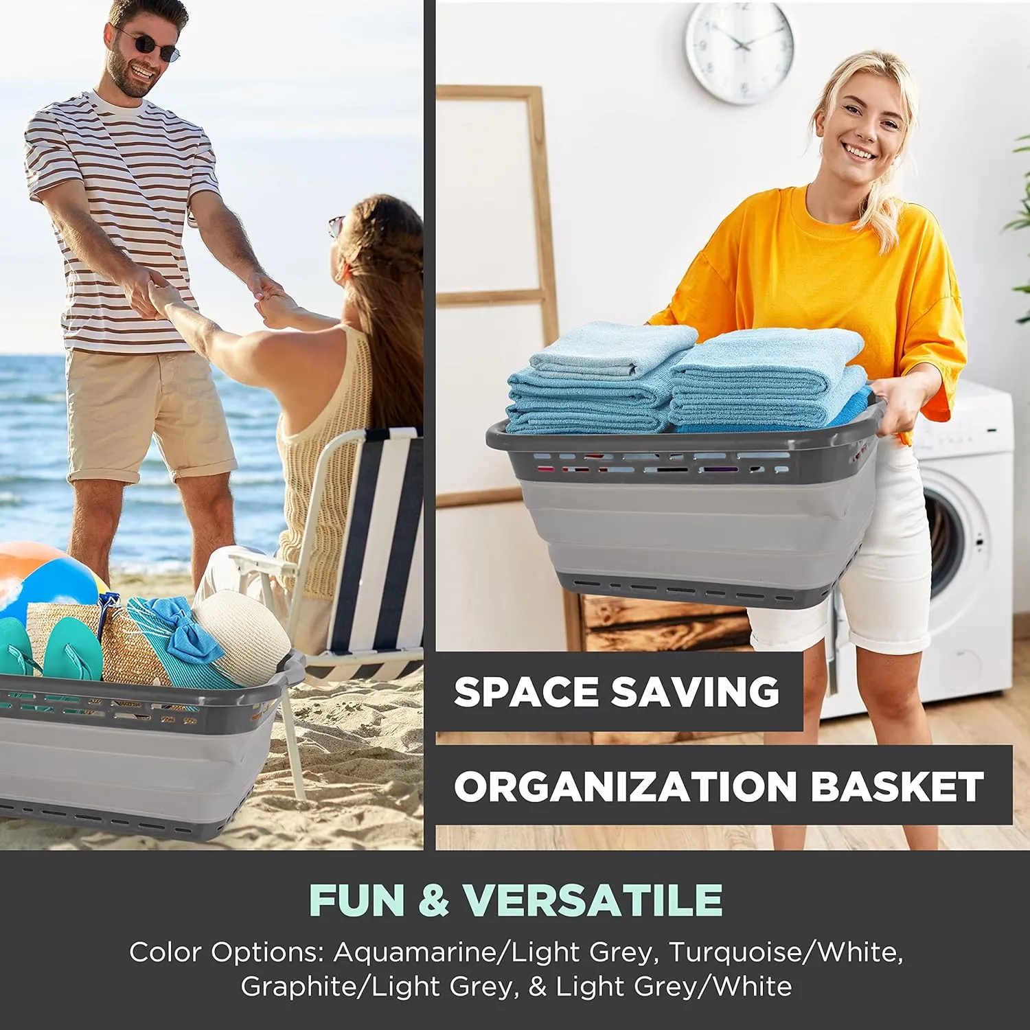 BLACK DECKER 1 Large 25" Slim Collapsible Laundry Basket - Portable & Space-Saving Basket with Dual Comfort Grip Handles - Ideal for Laundry, Towels, Blankets & More in Small Spaces & Travel, Black