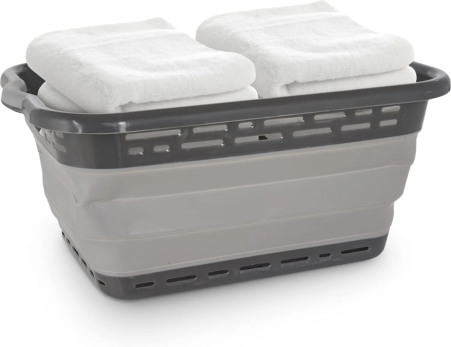 BLACK DECKER 1 Large 25" Slim Collapsible Laundry Basket - Portable & Space-Saving Basket with Dual Comfort Grip Handles - Ideal for Laundry, Towels, Blankets & More in Small Spaces & Travel, Black