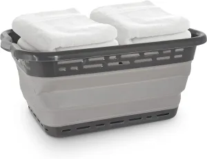 BLACK DECKER 1 Large 25" Slim Collapsible Laundry Basket - Portable & Space-Saving Basket with Dual Comfort Grip Handles - Ideal for Laundry, Towels, Blankets & More in Small Spaces & Travel, Black