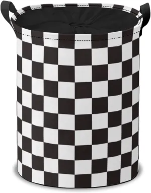 Black White Checkered Laundry Hamper Basket,Classic Black White Checker Collapsible Portable Laundry Bag,Storage Bins Baskets,Baby Laundry Basket,Toys Storage Basket,Gifts Basket, Bedroom Home Decor