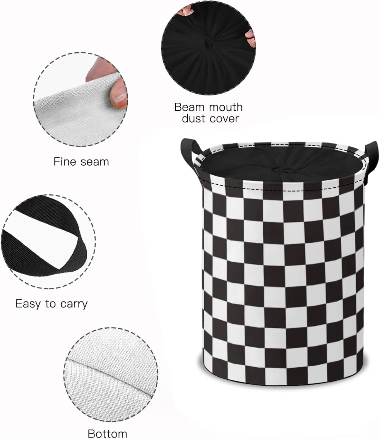 Black White Checkered Laundry Hamper Basket,Classic Black White Checker Collapsible Portable Laundry Bag,Storage Bins Baskets,Baby Laundry Basket,Toys Storage Basket,Gifts Basket, Bedroom Home Decor