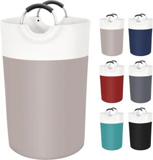BlissTotes 115L Laundry Basket, Freestanding Laundry Hamper, Collapsible Dirty Clothes Hamper, Waterproof Fabric with Foam Protected Aluminum Handles for College, Dorm, Family (Brown)